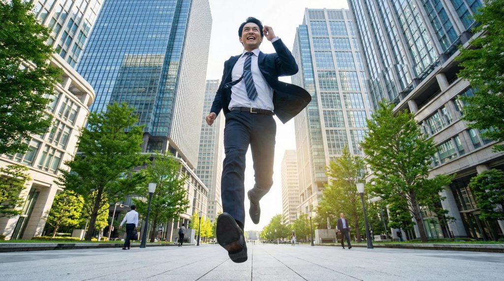 ジャンプするビジネスマン