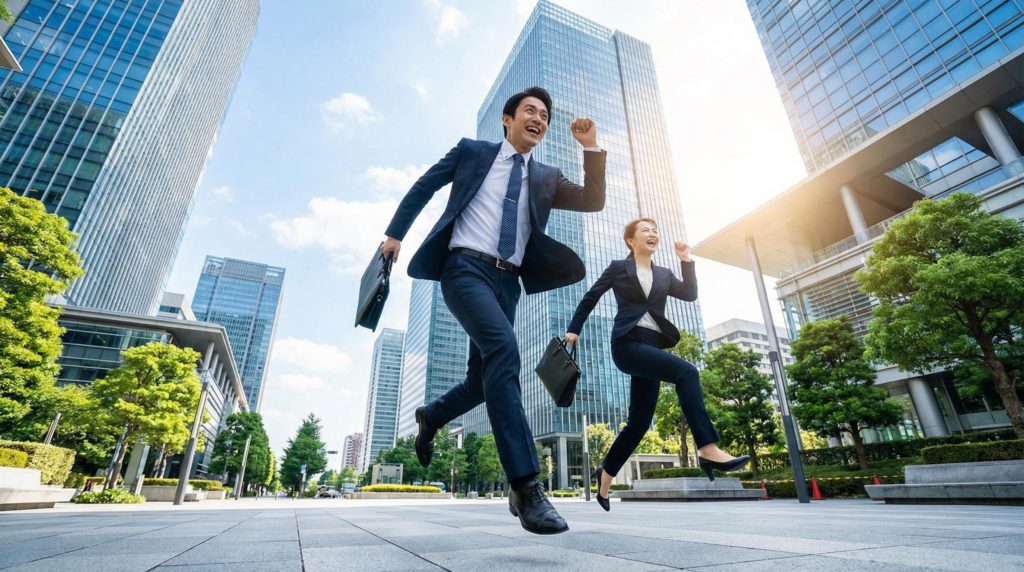 ジャンプするビジネスマン