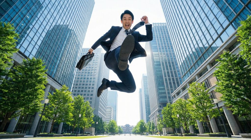 ジャンプするビジネスマン