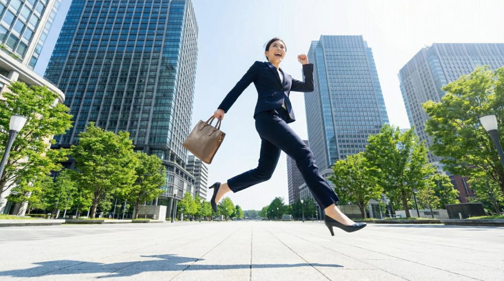ジャンプするビジネスマン