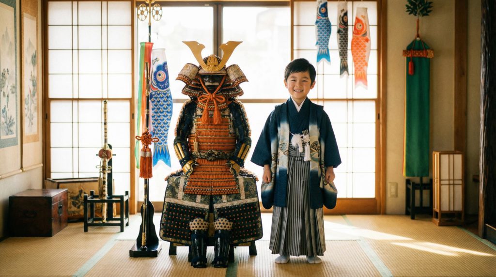 男の子と鎧兜