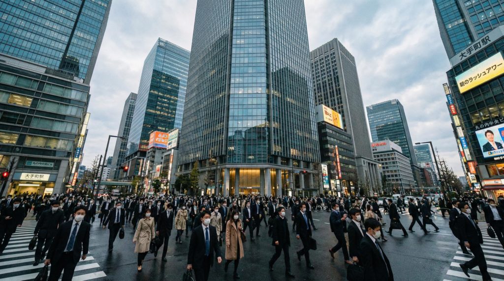 会社に通勤をするサラリーマン