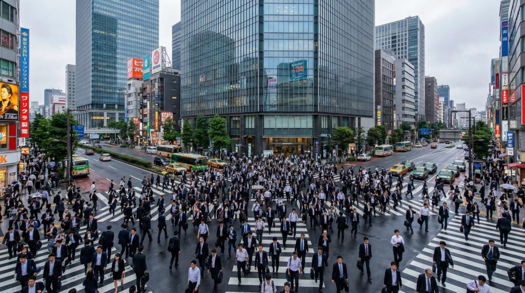 会社に通勤をするビジネスマン