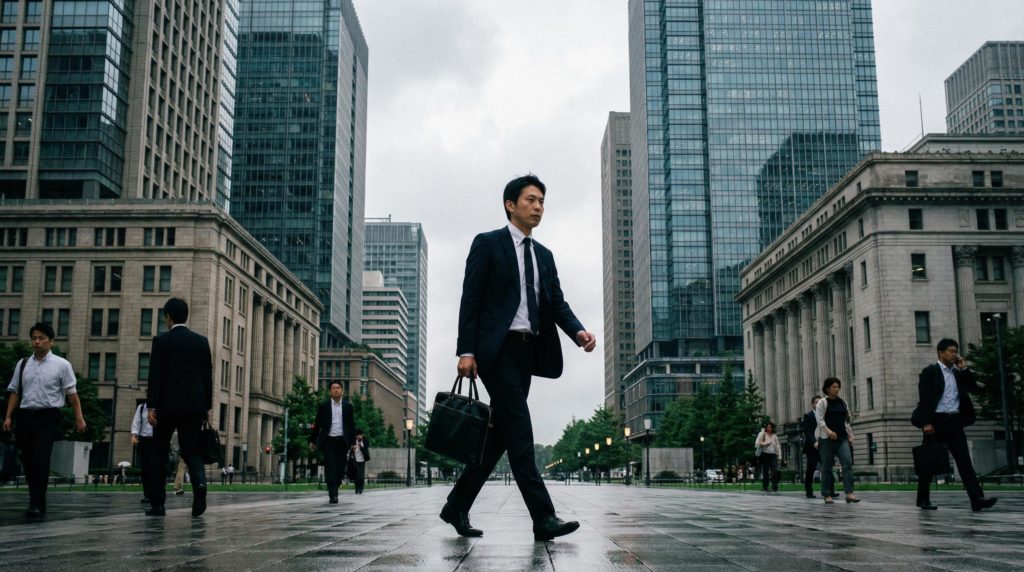 会社に通勤をするビジネスマン