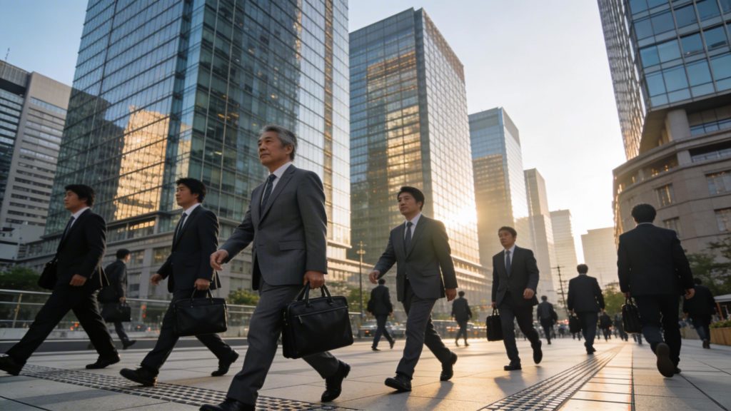 会社に出勤をするサラリーマン