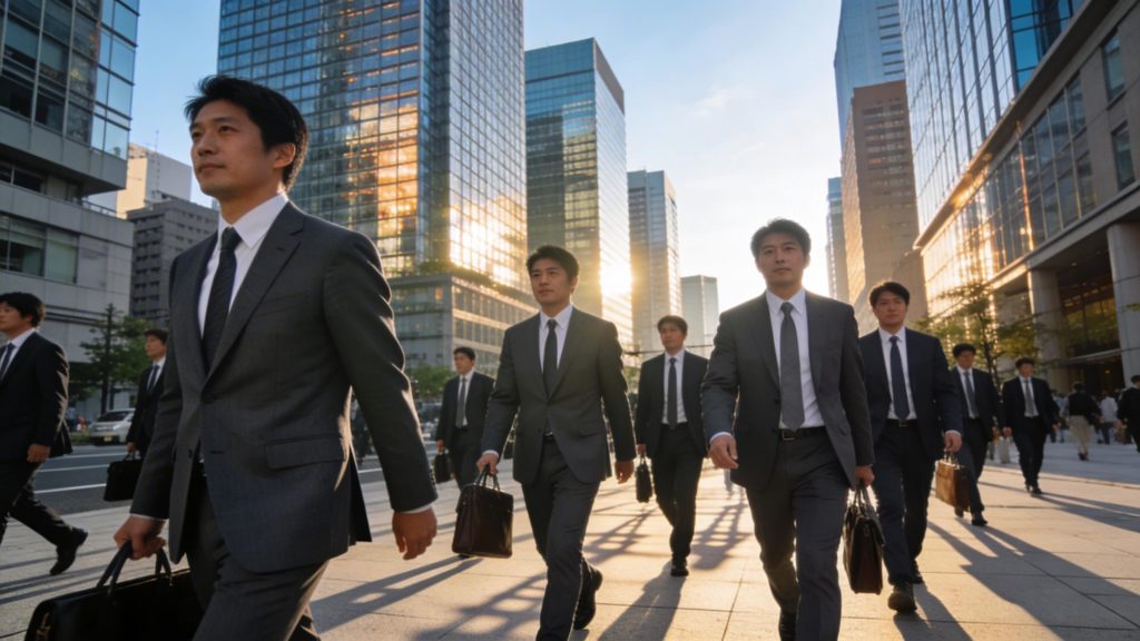 会社に出勤をするサラリーマン