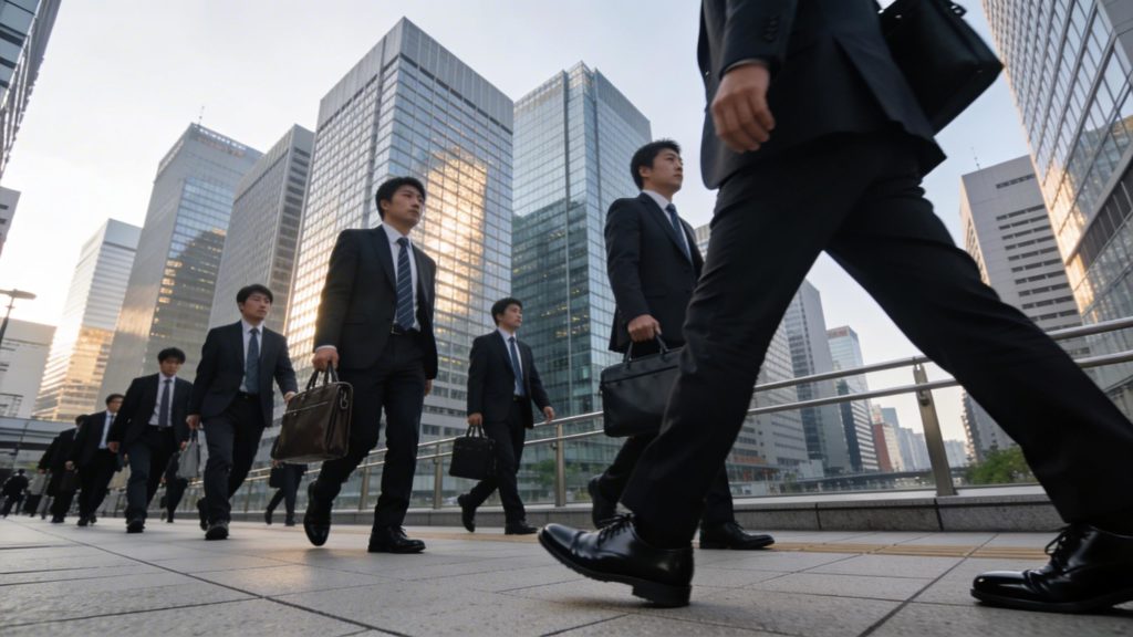 会社に通勤をするビジネスマン