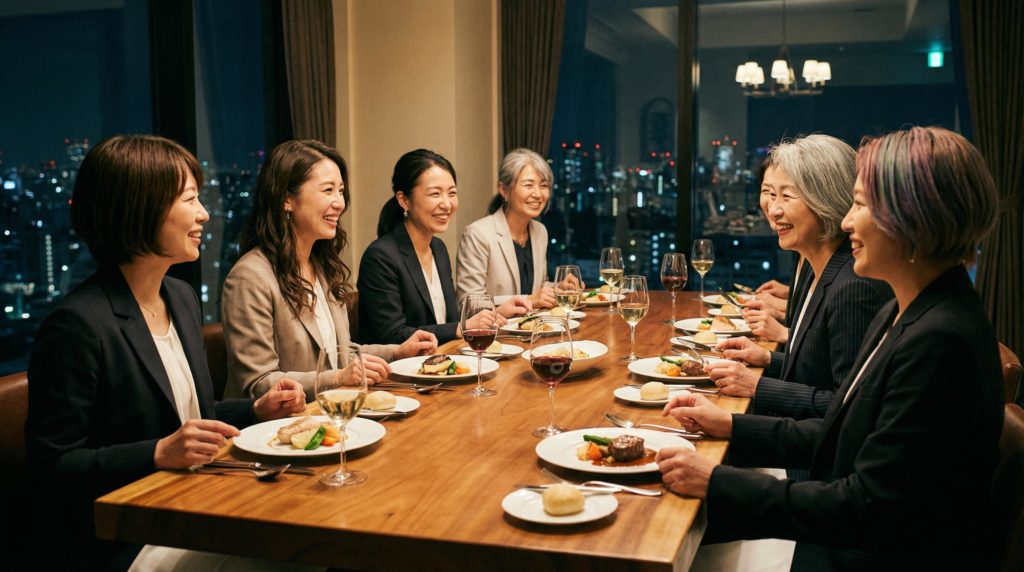 飲み会をする女性ビジネスマン