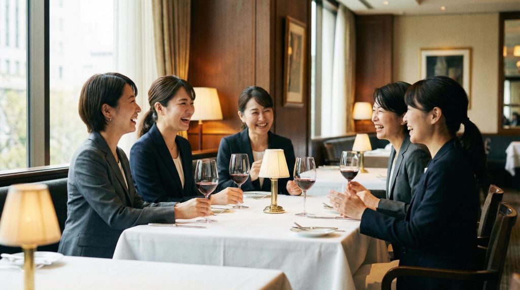 飲み会をする女性ビジネスマン