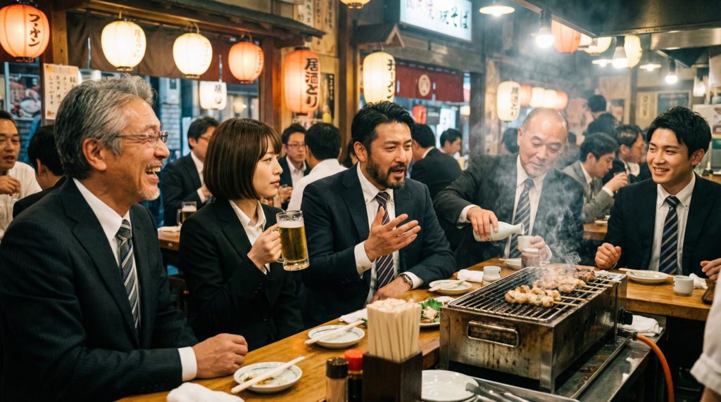 飲み会をするビジネスマン