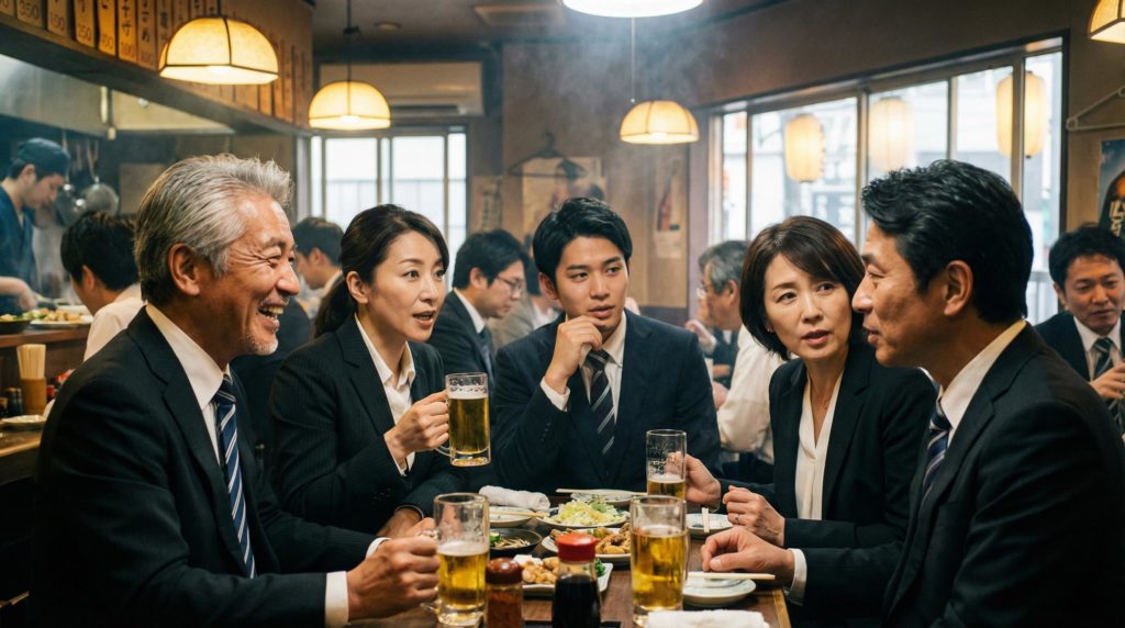 飲み会をするビジネスマン