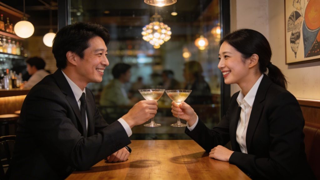 飲み会をする男女