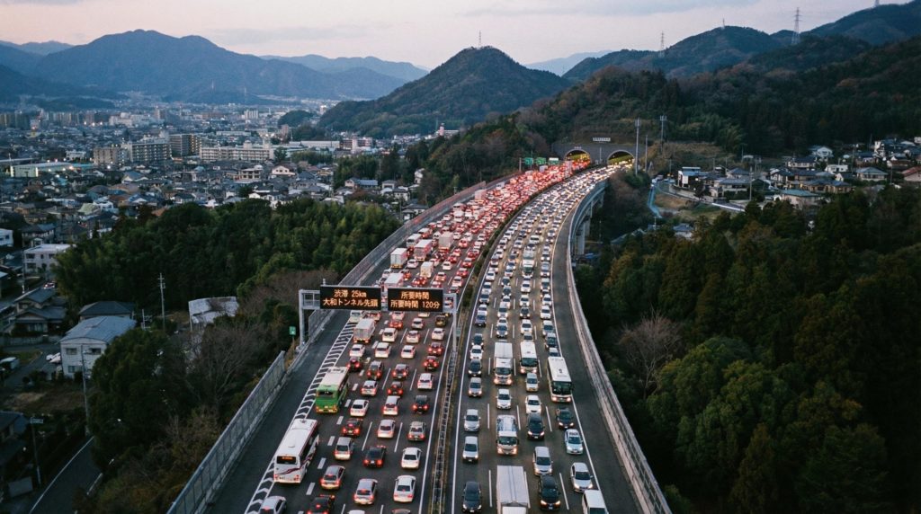 渋滞の高速道路
