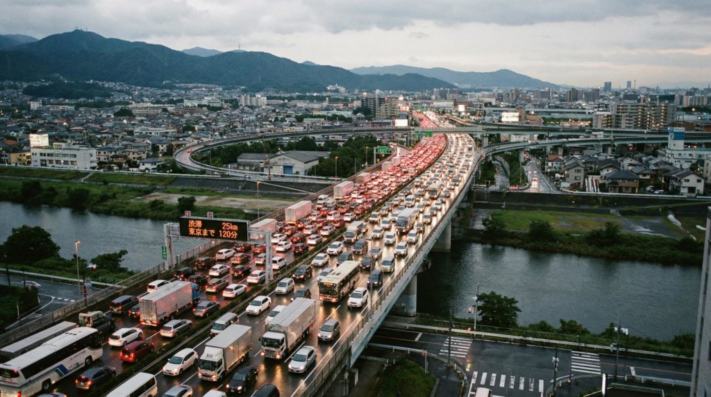 渋滞の高速道路