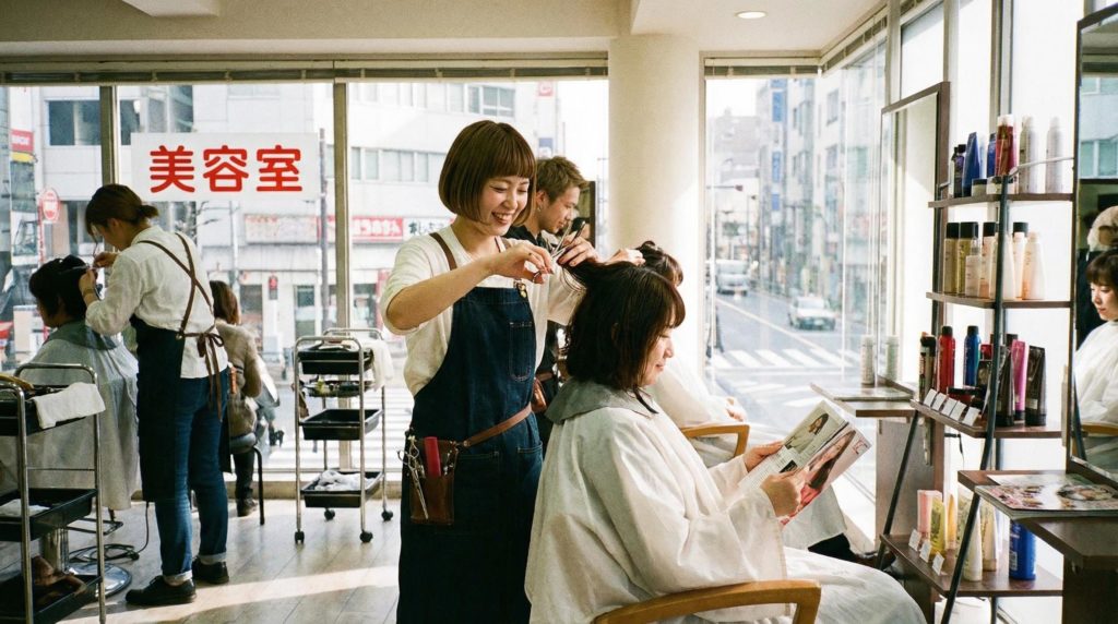 髪をカットしている美容師
