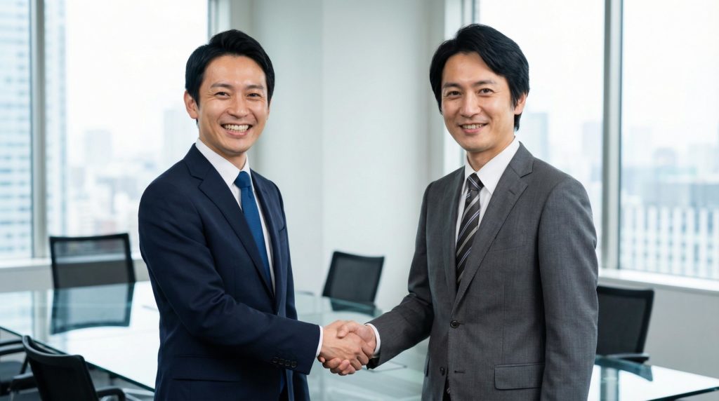 握手をするサラリーマン