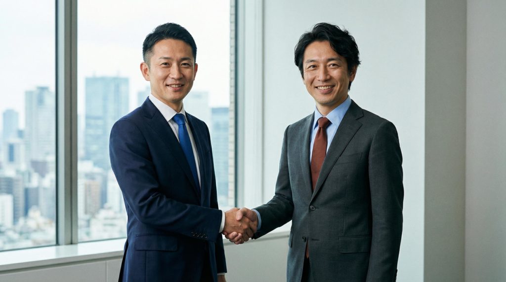 握手をする男性