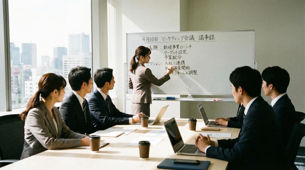 マーケティング会議をするビジネスマン