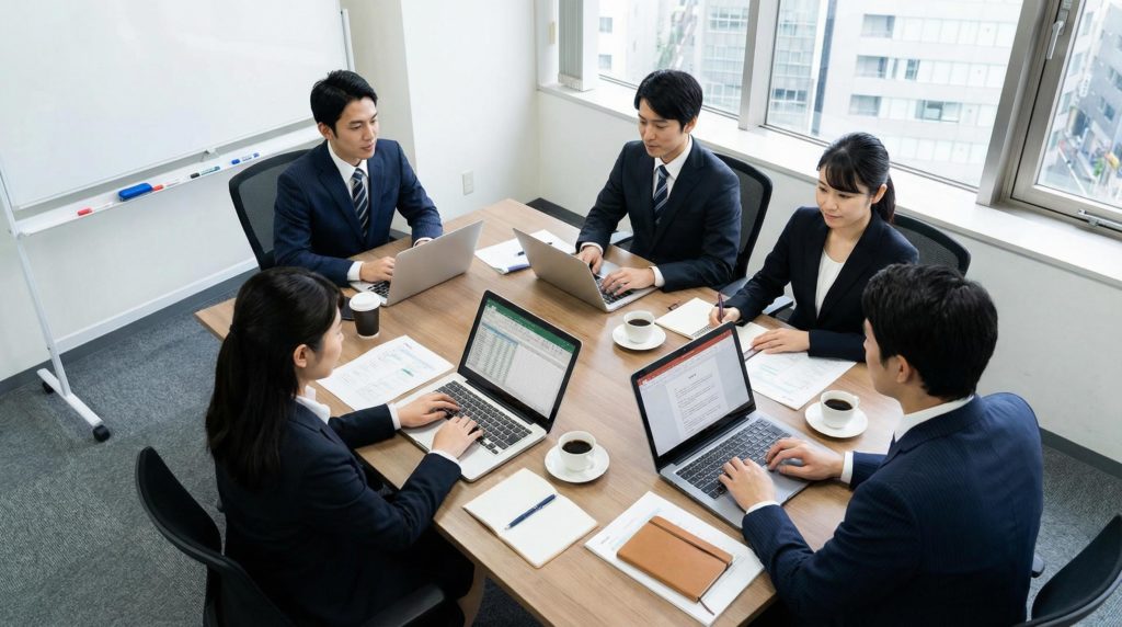 打ち合わせをするビジネスマン