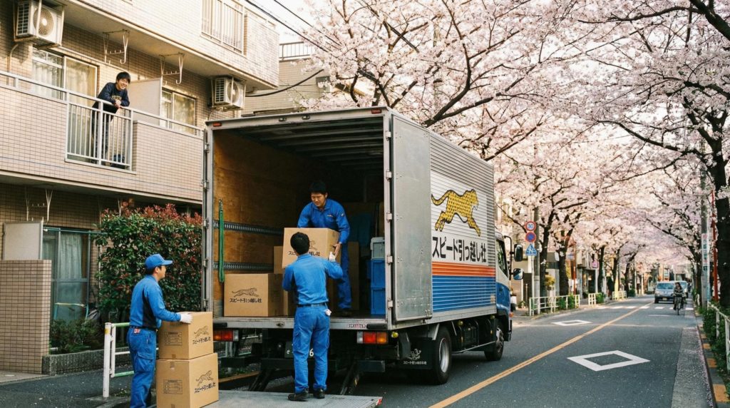 荷物を下ろす引っ越し業者