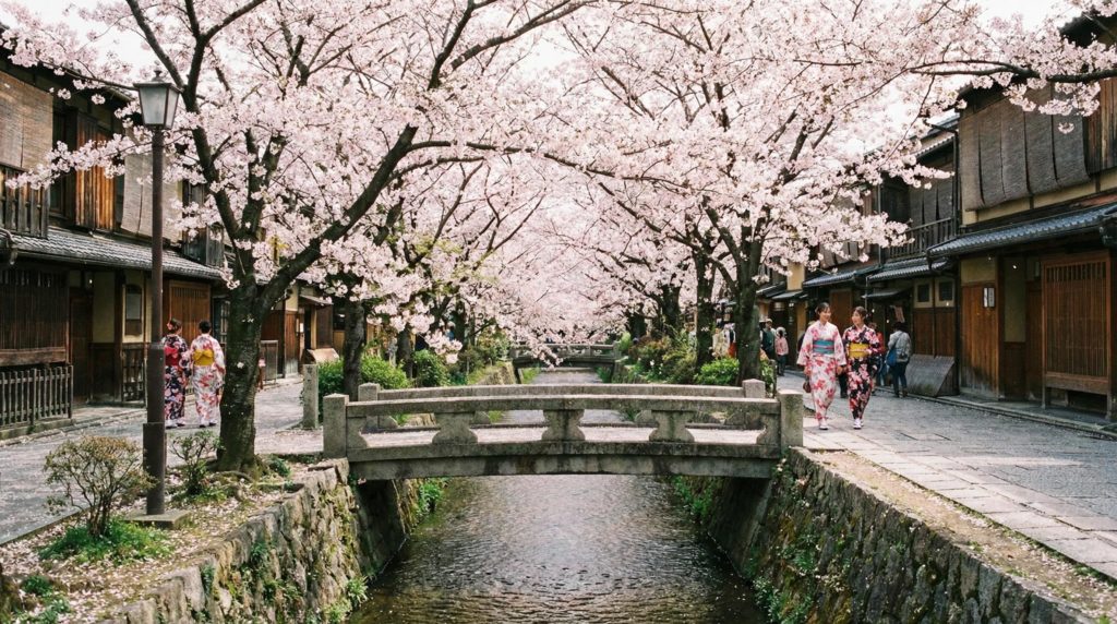 日本の風景、満開の桜