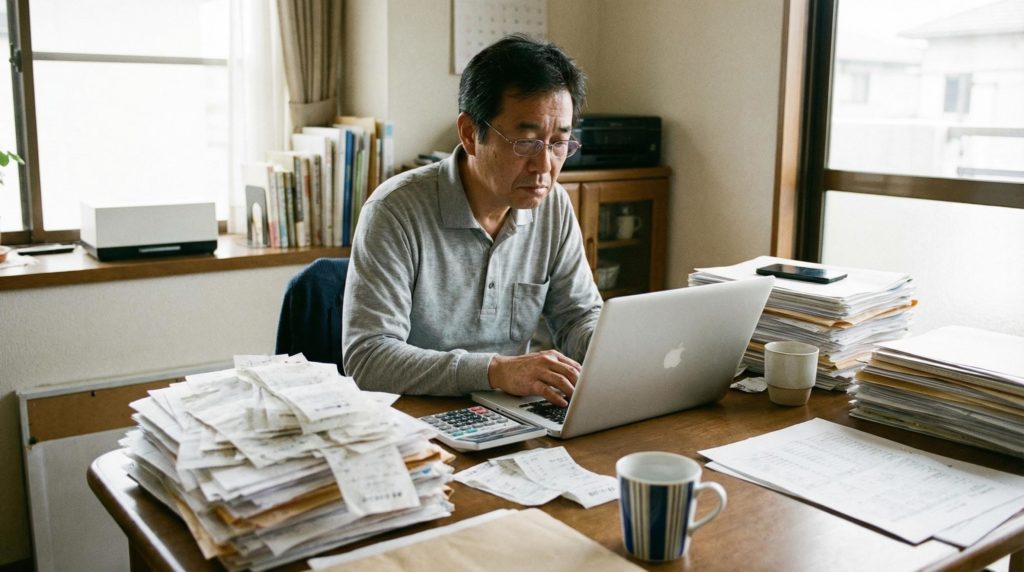 確定申告をする男性